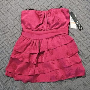 XOXO Fuchsia Ruffled Tunic Top